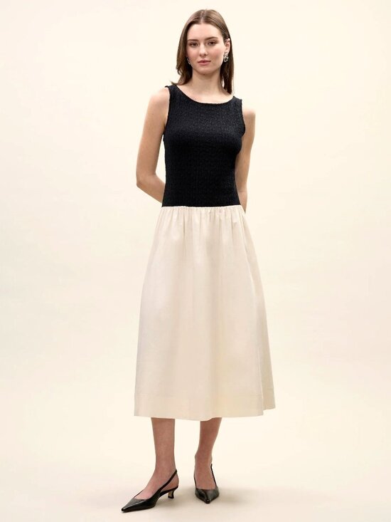 Rebecca Taylor Dresses & Skirts - Rebecca Taylor Reese Mixed Media Midi Dress Black Womens Size Large